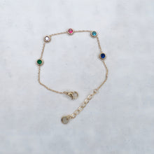 Load image into Gallery viewer, Gold Coloured Stones Station Necklace