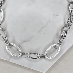 Mixed Finish Silver Necklace