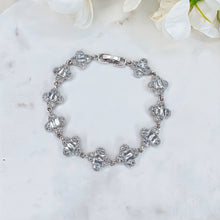 Load image into Gallery viewer, Silver Diamanté Floral Bracelet