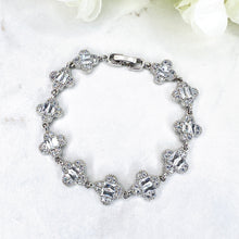 Load image into Gallery viewer, Silver Diamanté Floral Bracelet