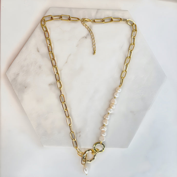 Gold Pearl Drop Necklace