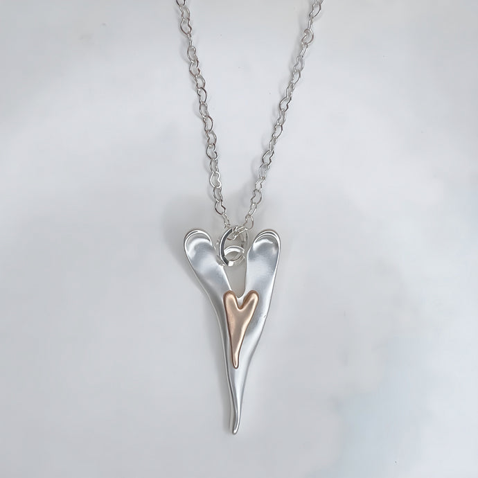 Abstract Double Heart Necklace