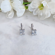 Load image into Gallery viewer, Square Drop Diamanté Earrings