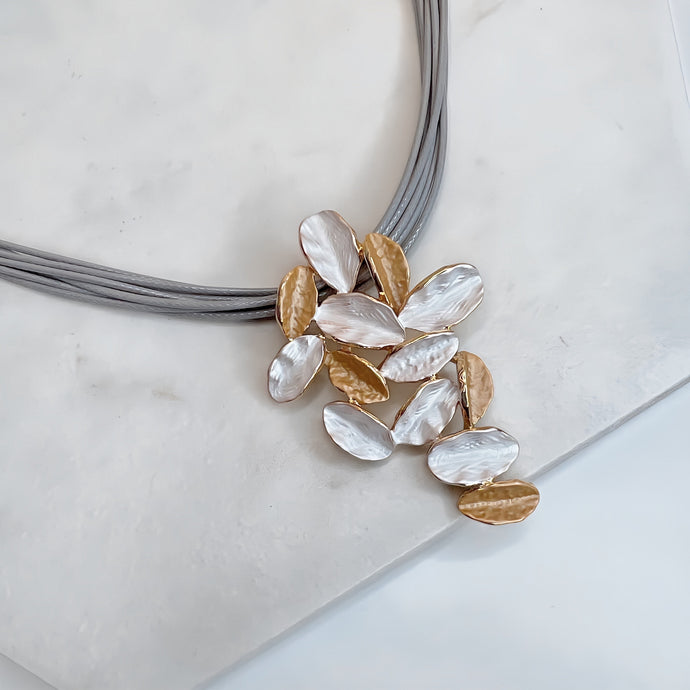 Abstract Gold & Silver Leaf Necklace
