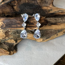 Load image into Gallery viewer, Triple Stone Drop Diamanté Earrings