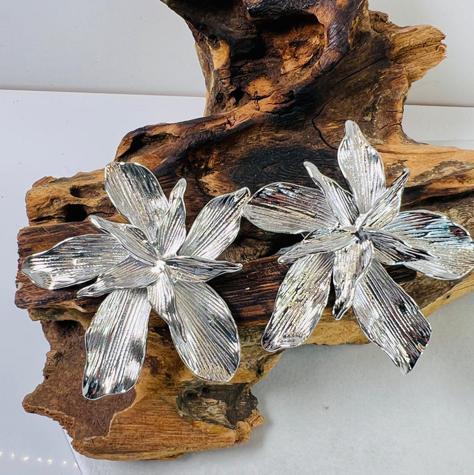 Silver Petal Earrings