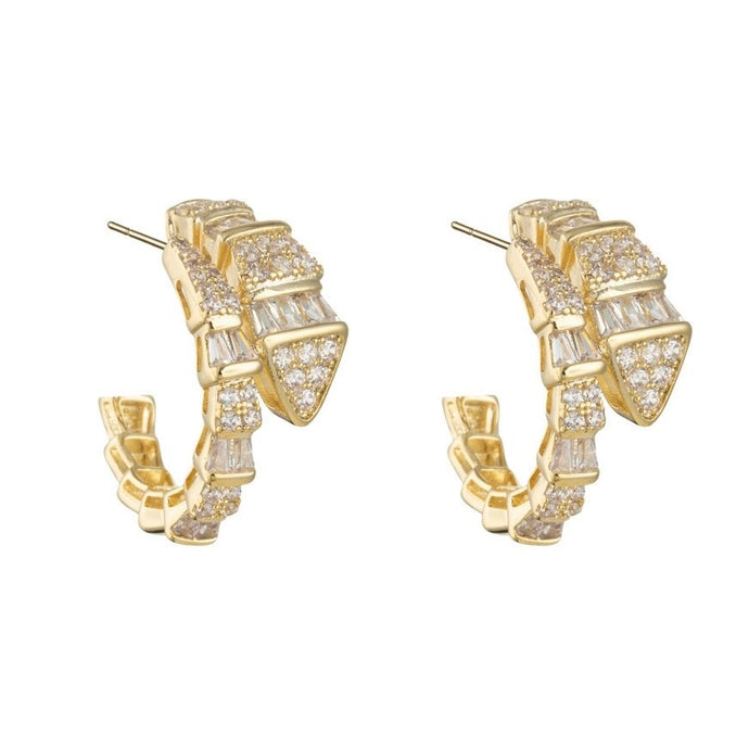 Gold Diamanté Snake Hoops