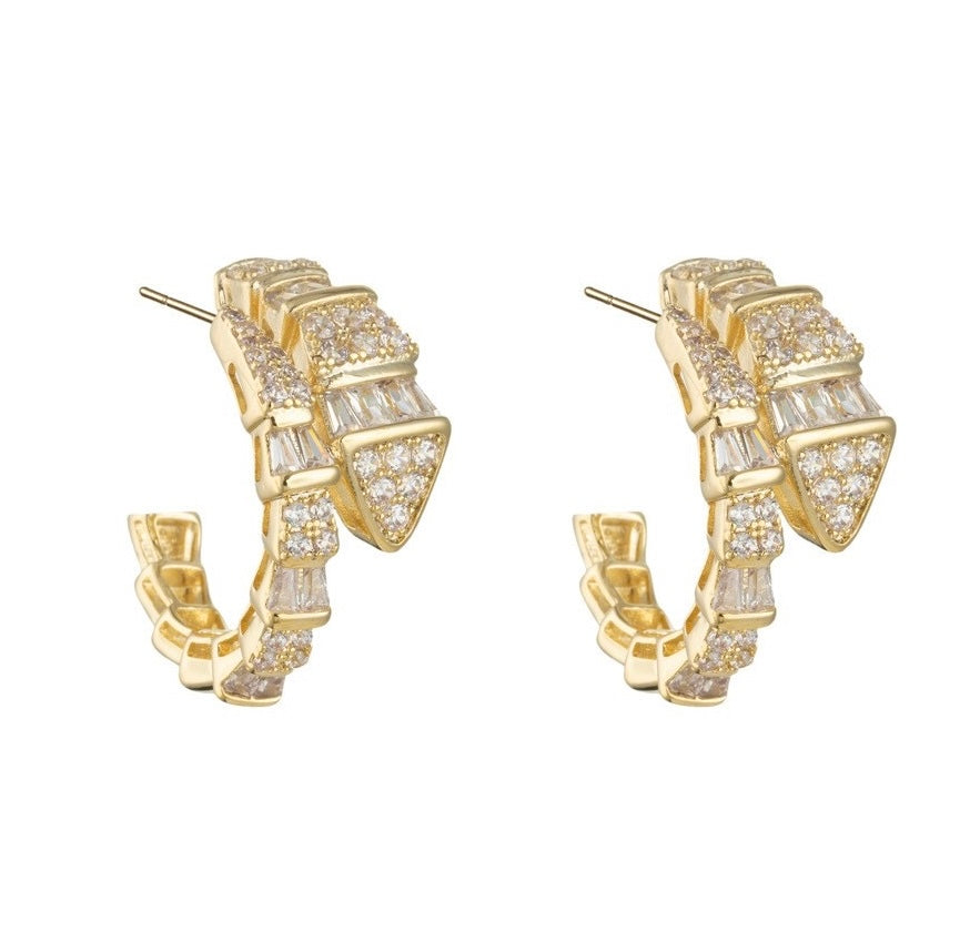 Gold Diamanté Snake Hoops