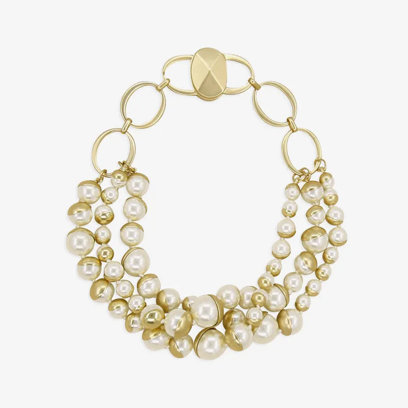 Matte Gold & Pearl Necklace