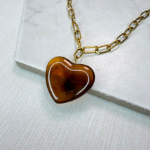 Load image into Gallery viewer, Gold &amp; Amber Heart Necklace
