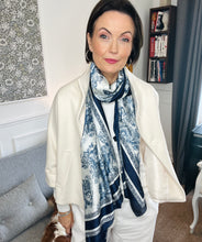 Load image into Gallery viewer, Navy Toile de Jouy Scarf