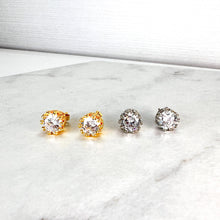 Load image into Gallery viewer, Crimped Edge Diamanté Studs