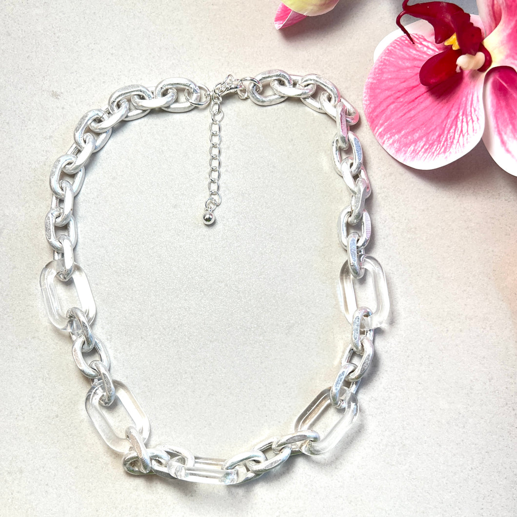 Silver & Acrylic Link Necklace