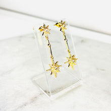 Load image into Gallery viewer, Gold Double Star Drop Earrings
