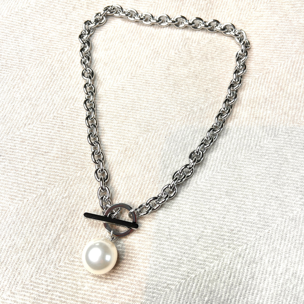 Silver Large Pearl Chain