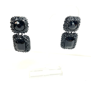 Double Stone Black Earrings