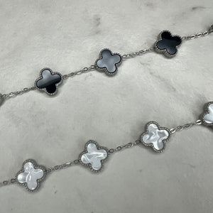 Crimped Silver Clover Bracelet