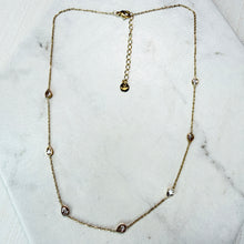 Load image into Gallery viewer, Gold Oval Stone Diamanté Station Necklace