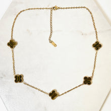 Load image into Gallery viewer, Gold Tiger Eye Clover Necklace