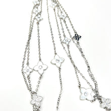 Load image into Gallery viewer, Extra Long Blossom Necklace in Silver &amp; Pearl