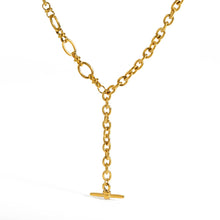 Load image into Gallery viewer, Gold Drop T Bar Necklace