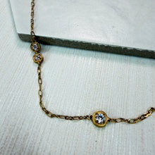 Load image into Gallery viewer, Long Gold Diamanté Station Necklace