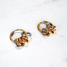 Load image into Gallery viewer, Gold Hoops With 6 Mini Hoop Charms