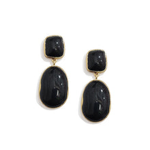 Load image into Gallery viewer, Smooth Black Stone Drop Earrings