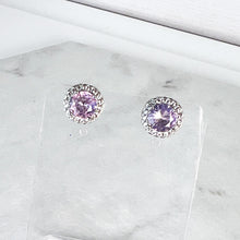 Load image into Gallery viewer, Round Pale Pink Diamanté Stud Earrings