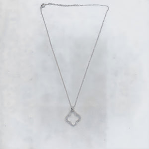 Silver Diamanté Clover Pendant