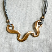 Load image into Gallery viewer, Gold Squiggle Necklace with Magnetic Fastening