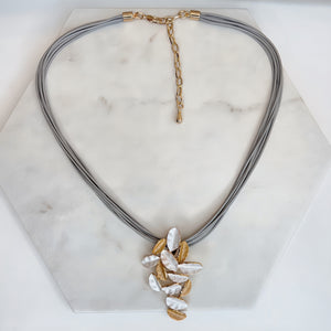 Abstract Gold & Silver Leaf Necklace