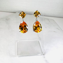 Load image into Gallery viewer, Deep Citrine Coloured Drop Earrings