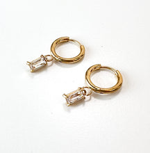 Load image into Gallery viewer, Small Gold Hoops With Crystal Drops