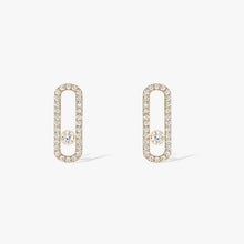Load image into Gallery viewer, Delicate Rectangular Gold Diamanté Studs