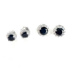 Load image into Gallery viewer, Black Studs With Diamanté Surround