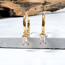 Load image into Gallery viewer, Gold Hoop With Clear Drop