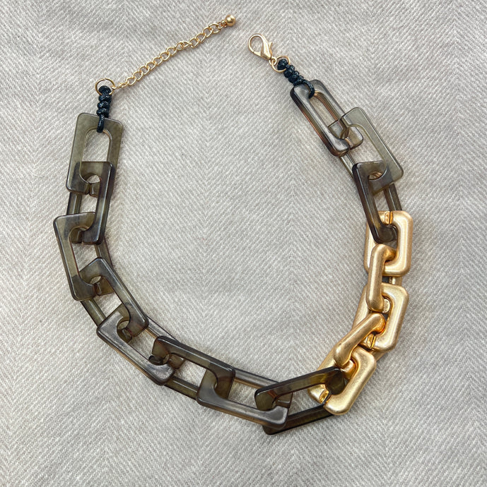 Khaki & Gold Necklace