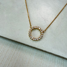 Load image into Gallery viewer, Small Gold Diamanté Circle Necklace
