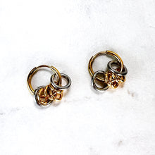 Load image into Gallery viewer, Gold Hoops With 6 Mini Hoop Charms