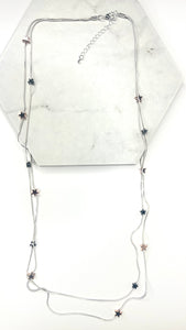 Double Strand Pewter Star Necklace