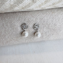 Load image into Gallery viewer, Diamanté Pearl Drop Earrings