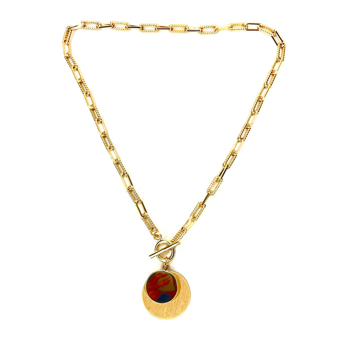 Gold Double Disc Necklace