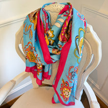 Load image into Gallery viewer, Blue &amp; Pink Equestrian Scarf