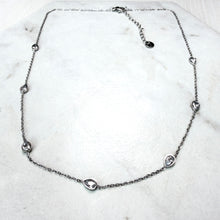 Load image into Gallery viewer, Silver Oval Diamanté Stone Station Necklace