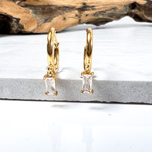 Load image into Gallery viewer, Gold Hoop With Clear Drop