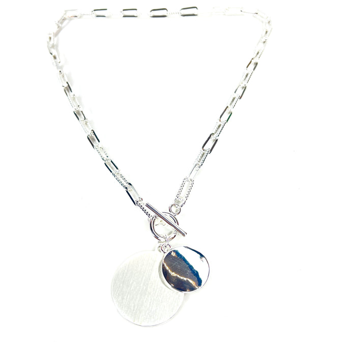 Silver Double Disc Necklace