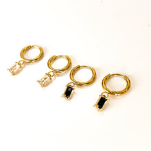 Load image into Gallery viewer, Small Gold Hoops With Crystal Drops