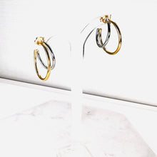 Load image into Gallery viewer, Gold &amp; Silver Double Hoop Earrings