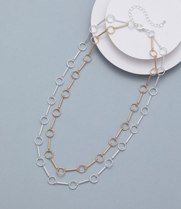 Double Chain Gold & Silver Necklace